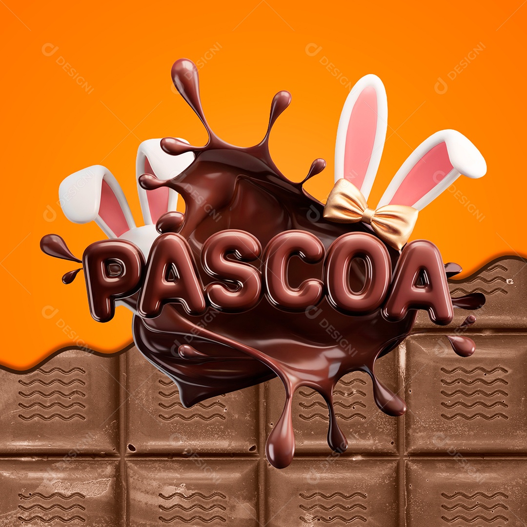 Selo 3D Páscoa Para Composição PSD