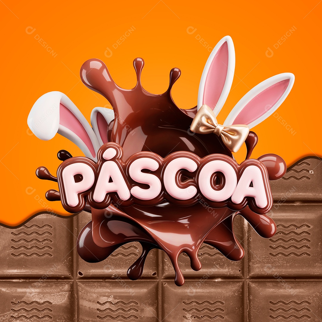 Selo 3D Páscoa Para Composição PSD