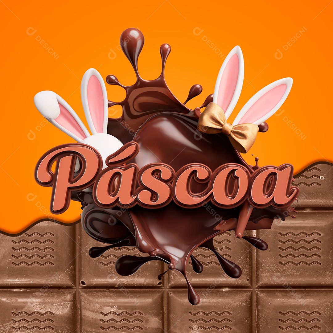 Selo 3D Páscoa Para Composição PSD
