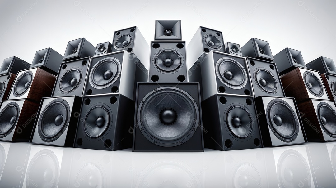 Caixas de som sobre fundo branco