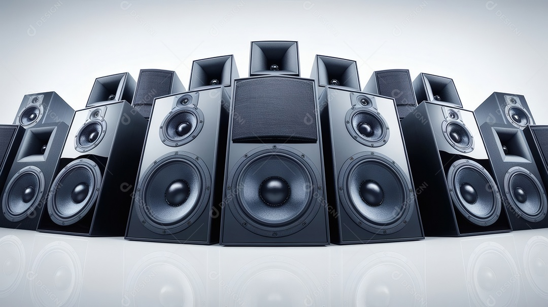 Caixas de som sobre fundo branco