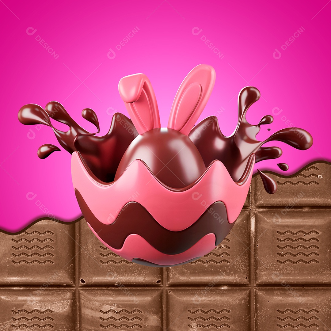 Selo 3D Ovo de Páscoa Para Composição PSD