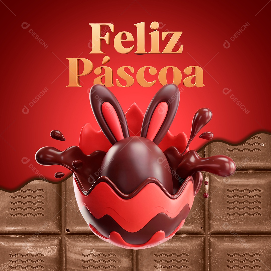 Selo 3D Ovo de Páscoa Para Composição PSD