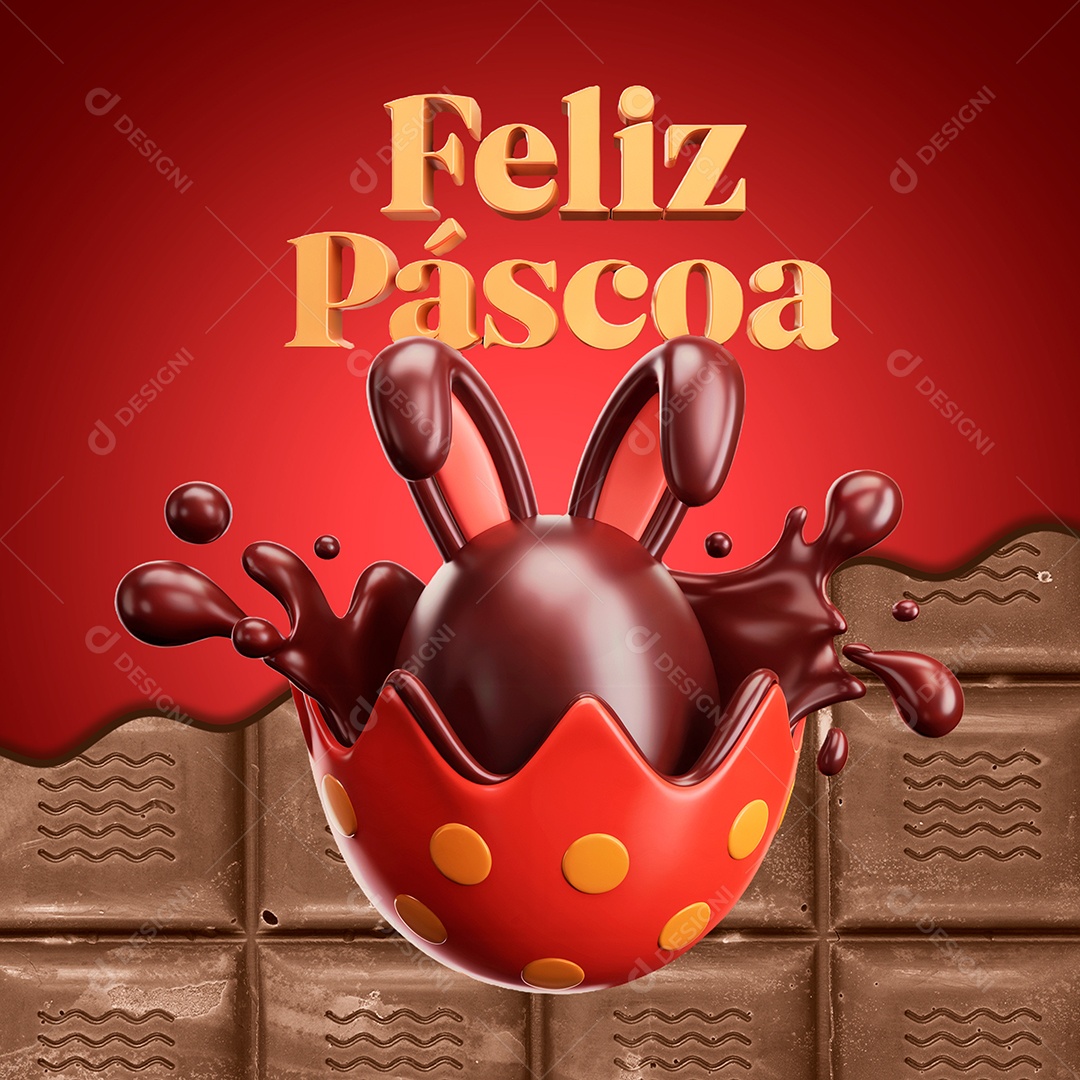 Selo 3D Ovo de Páscoa Para Composição PSD