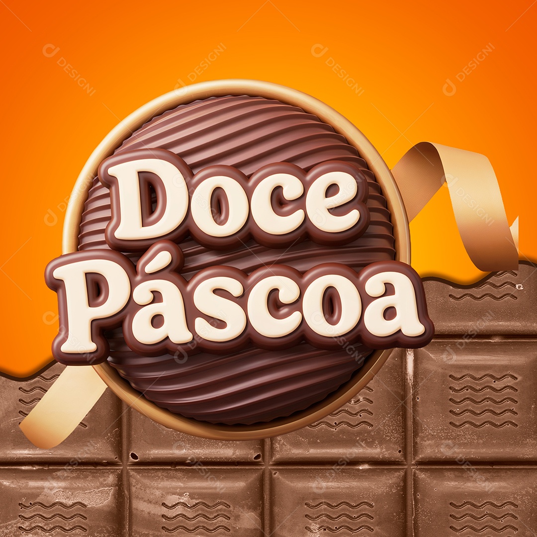 Selo 3D Doce Páscoa Para Composição PSD