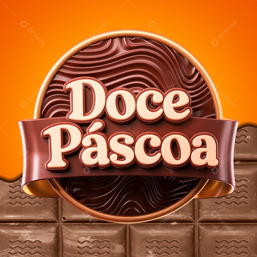Selo 3D Doce Páscoa Para Composição PSD