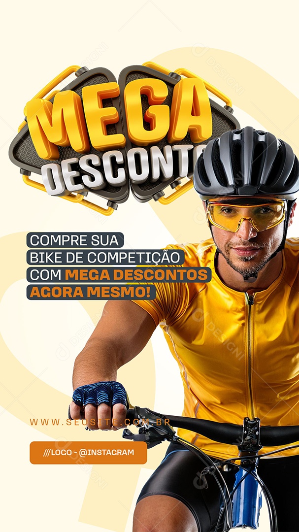 Story Mega Desconto Loja de Bicicleta Social Media PSD Editável