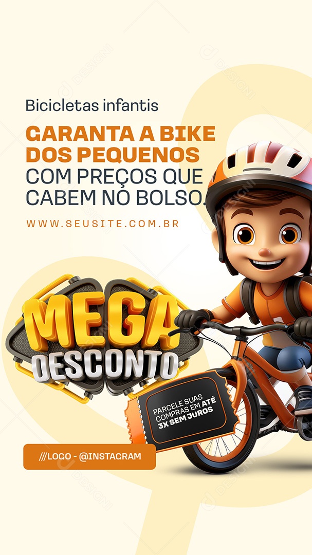 Story Mega Desconto Loja de Bicicleta Garanta a Bike Social Media PSD Editável