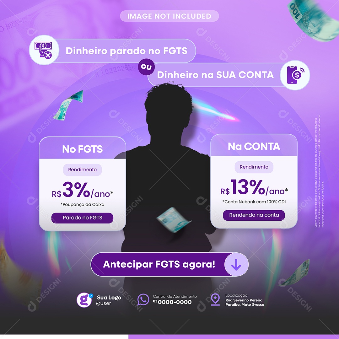 Empréstimo Antecipar FTGS Agora Social Media PSD Editável