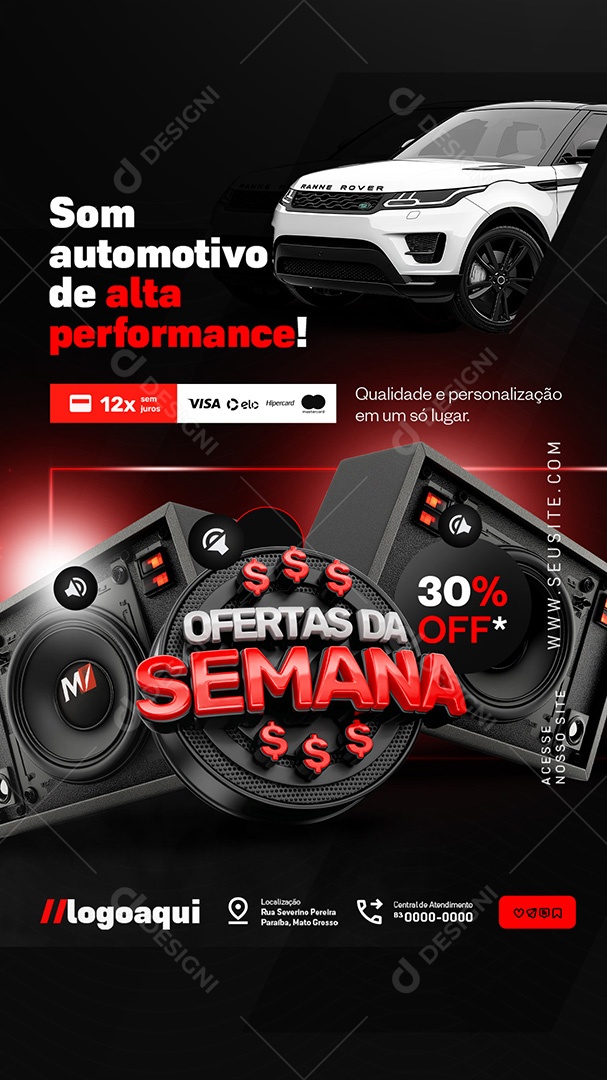Story Som Turbinado Som Automotivo de Alta Perfomance Social Media PSD Editável