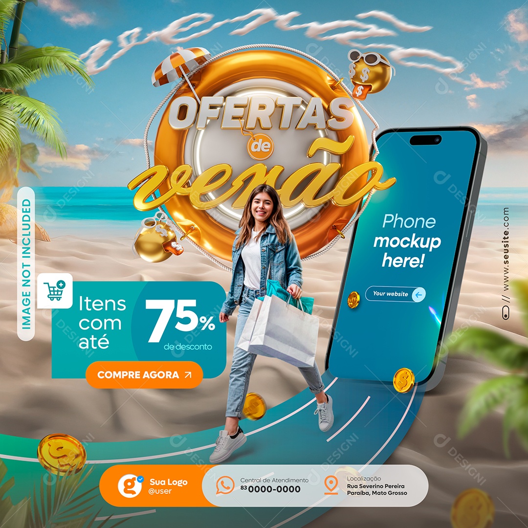 Ofertas de Verão Social Media PSD Editável