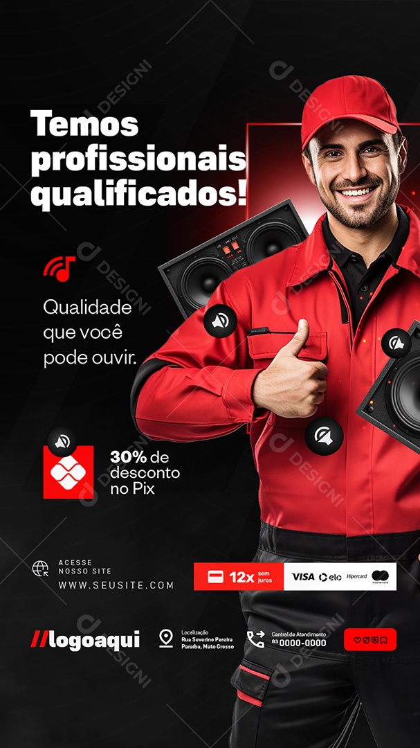 Story Som Turbinado Som Automotivo 30% de Desconto no Pix Social Media PSD Editável