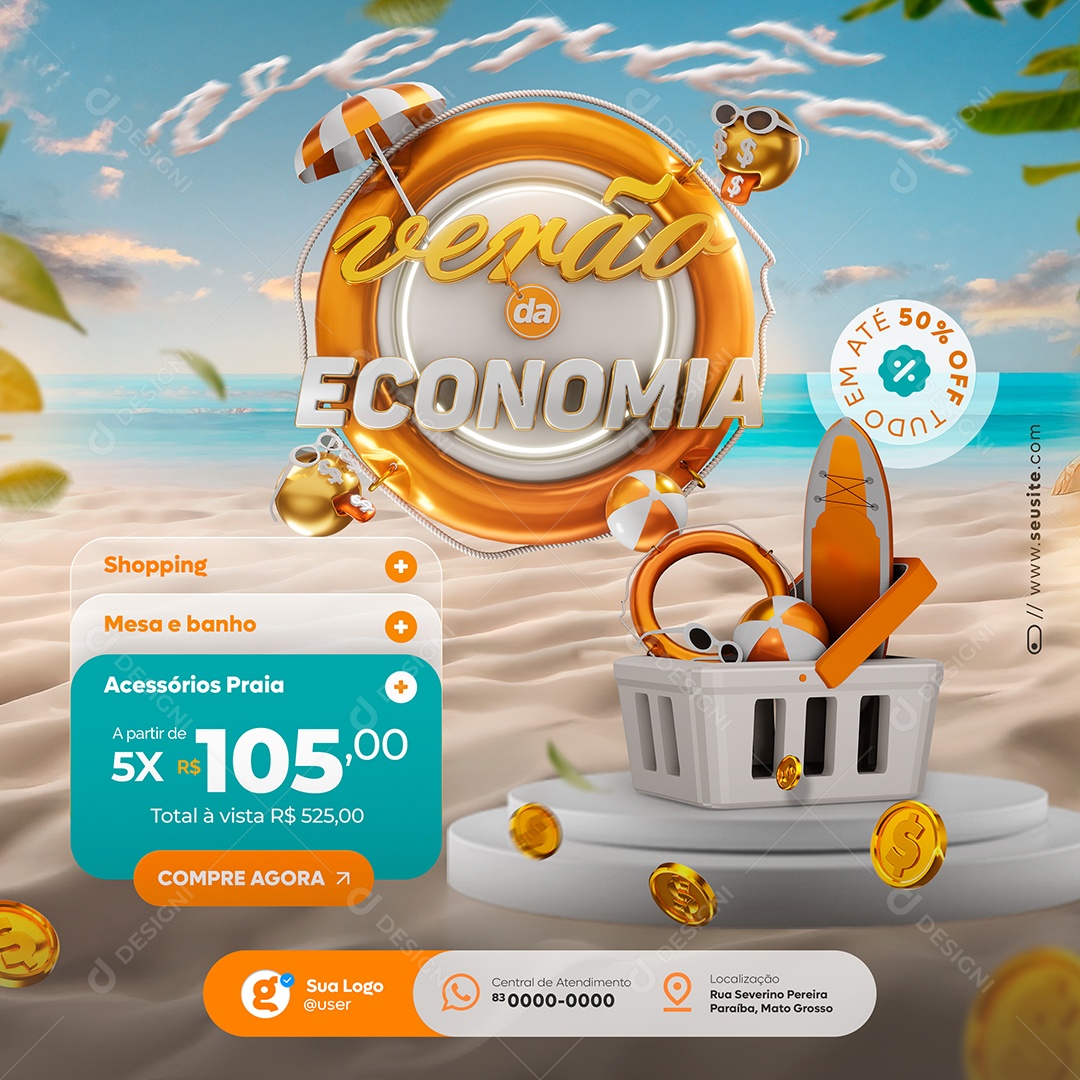 Verão da Economia Social Media PSD Editável