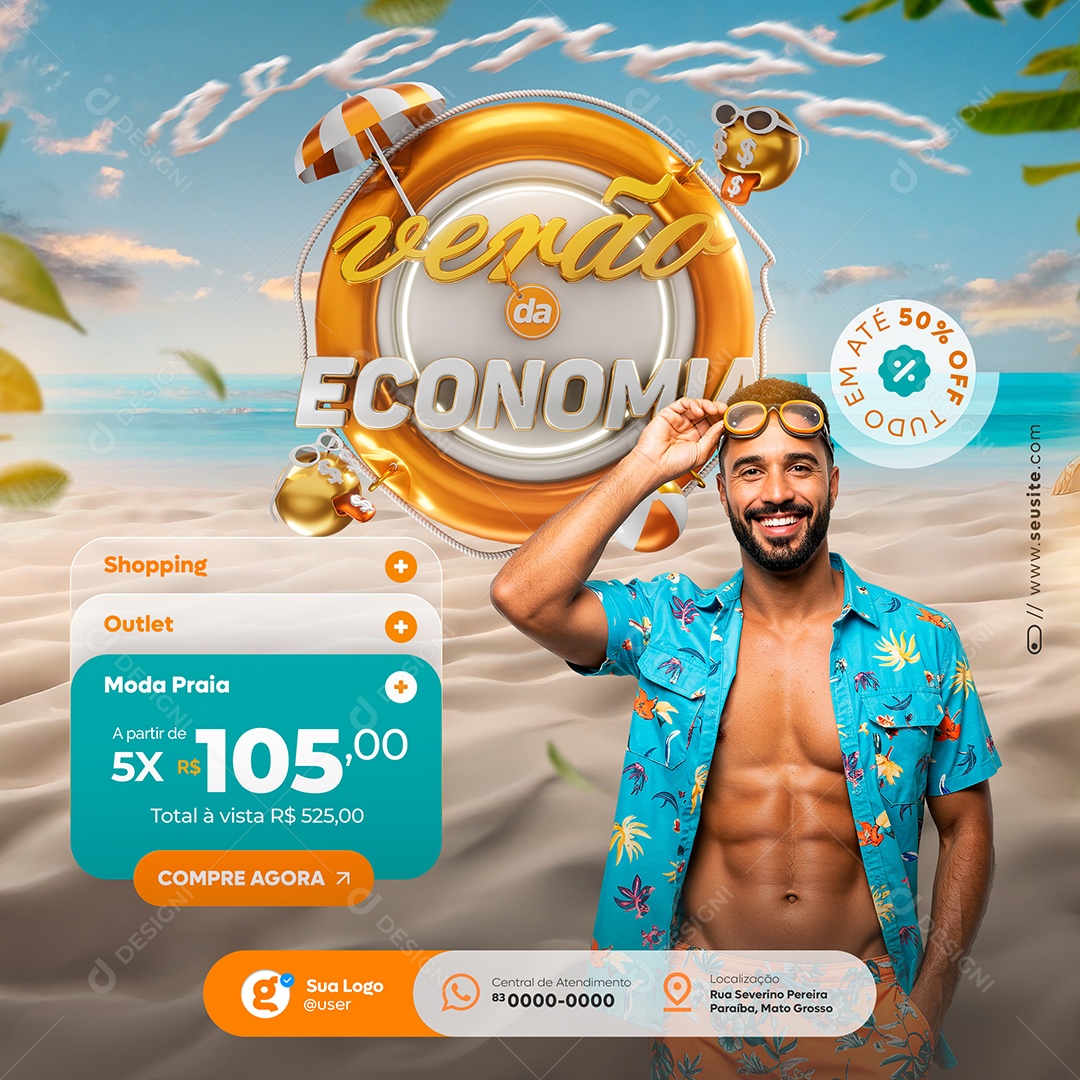 Verão da Economia Social Media PSD Editável