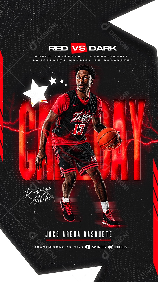 Story Jogo Arena Basquete Red VS Dark Social Media PSD Editável