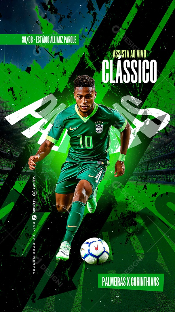Story Campeonato de Futebol Palmeiras x Corinthians Social Media PSD Editável