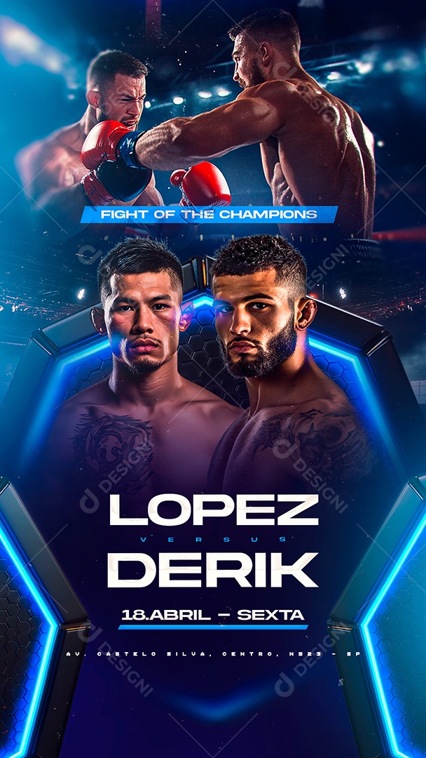 Story Fight Of The Champions Lopez Versus Derik Social Media PSD Editável