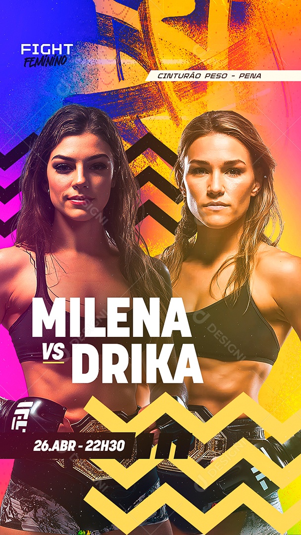 Story Fight Feminino Cintura Peso Pena Milena VS Drika Social Media PSD Editável