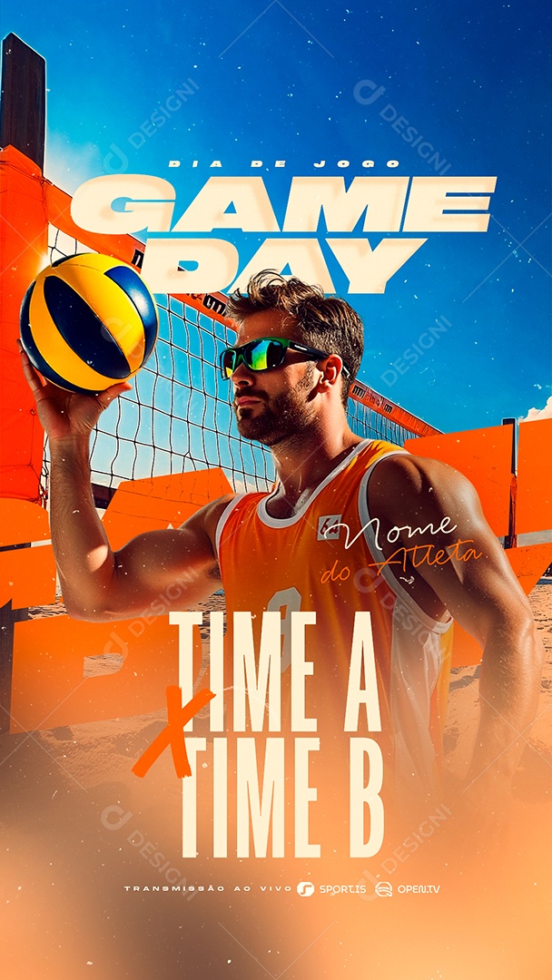 Story Volley Dia de Jogo Game Day TIme A x Time B Social Media PSD Editável