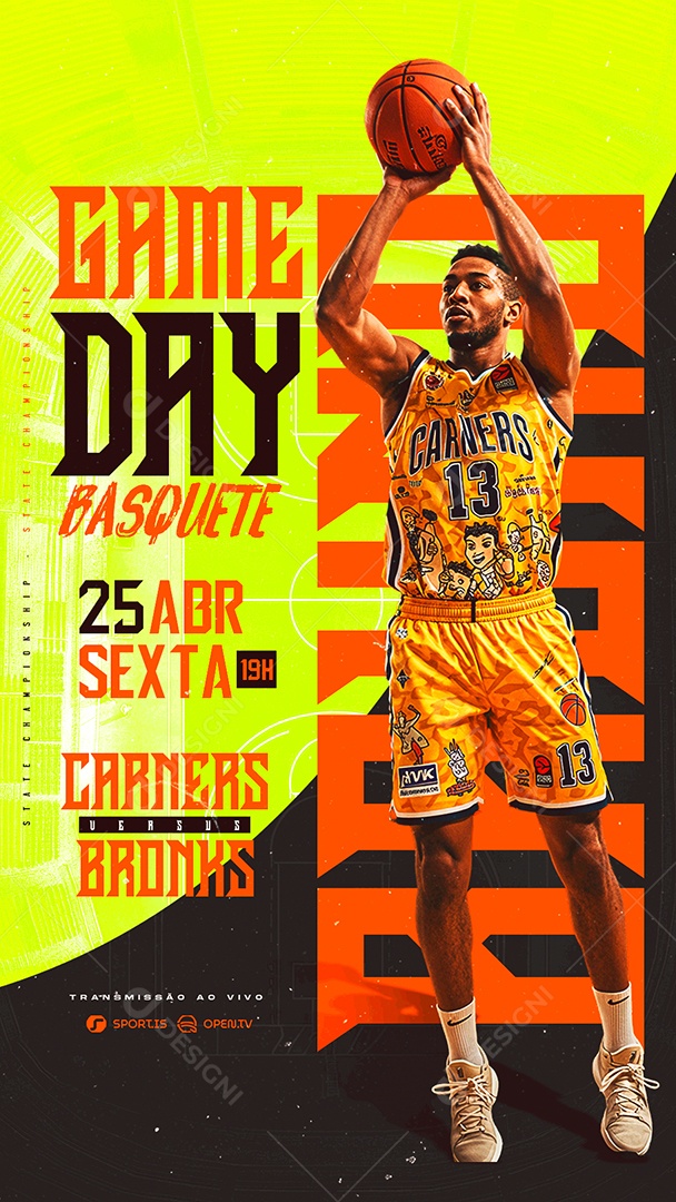 Story World Basketball Championship Game Day Basquete Social Media PSD Editável