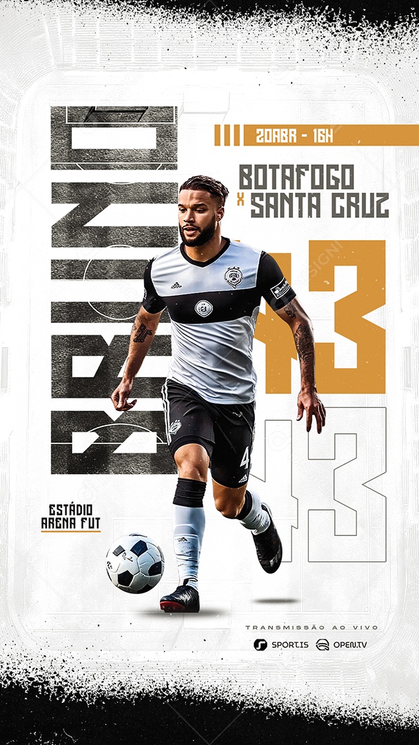 Story Campeonato de Futebol Botafogo x Santa Cruz Jogador Bruno Social Media PSD Editável