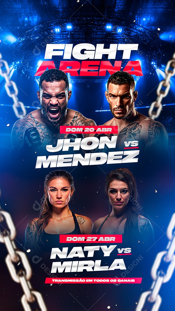 Story Fight Arena Jhon VS Mendes Social Media PSD Editável