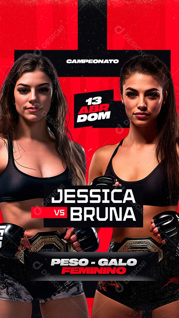 Story Campeonato de Luta Feminino Jessica VS Bruna Social Media PSD Editável