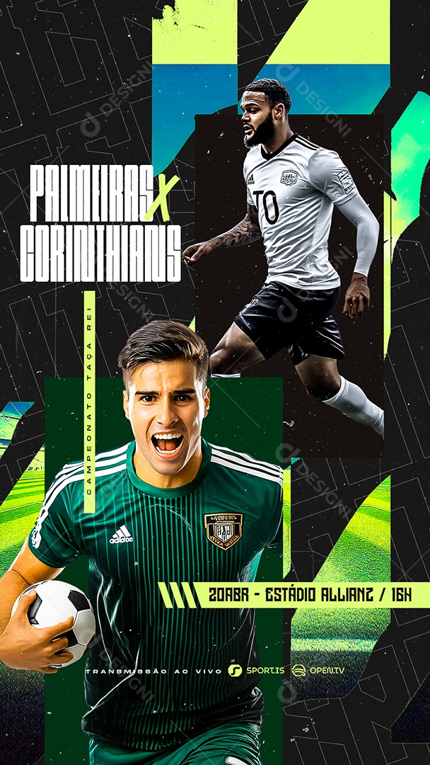 Story Campeonato de Futebol Palmeiras x Corinthians Estádio Allianz Social Media PSD Editável