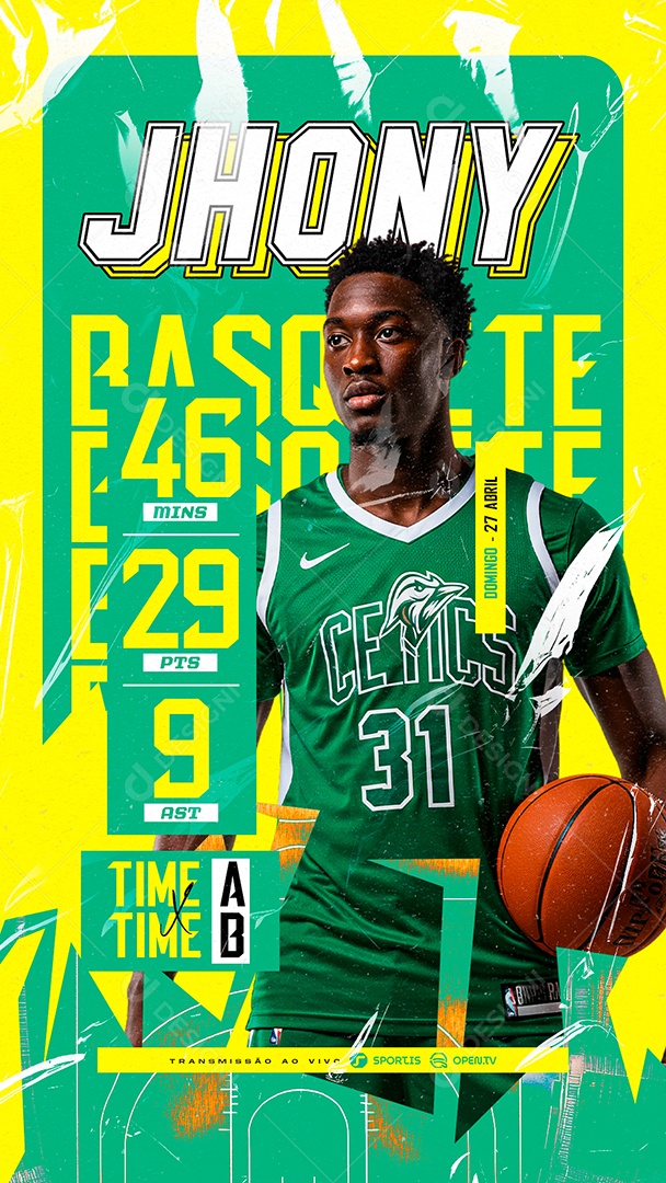 Story World Basketball Championship Jhony Basquete Social Media PSD Editável