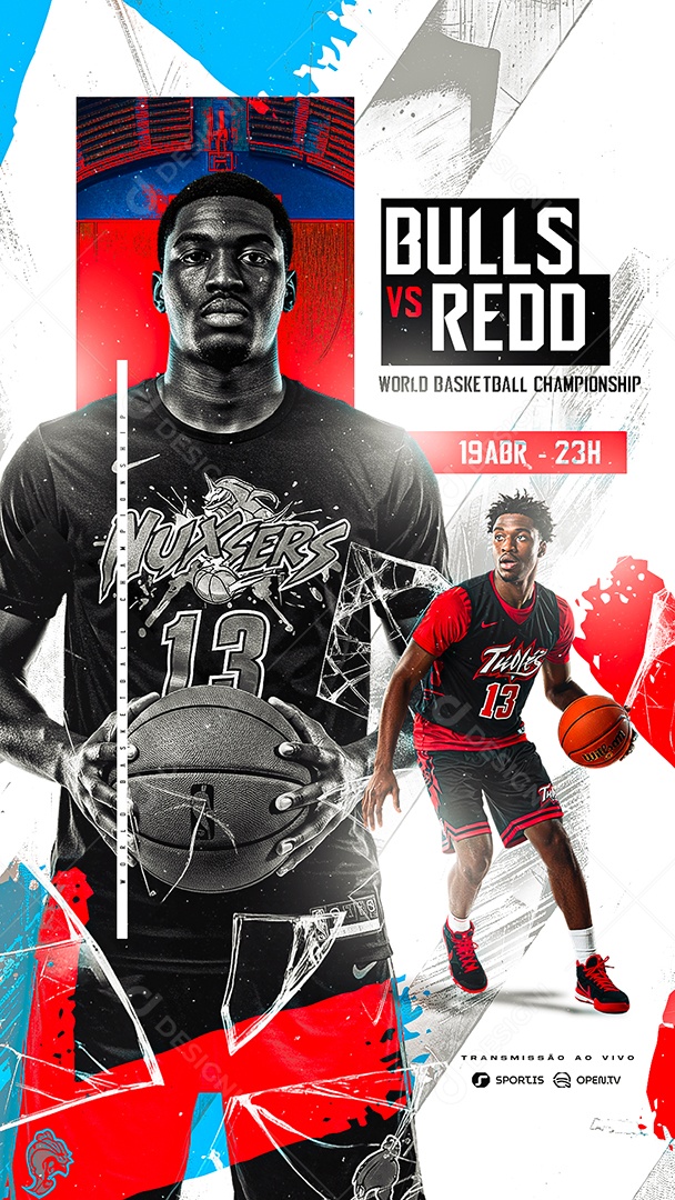 Story World Basketball Championship Bulls VS Redo Social Media PSD Editável