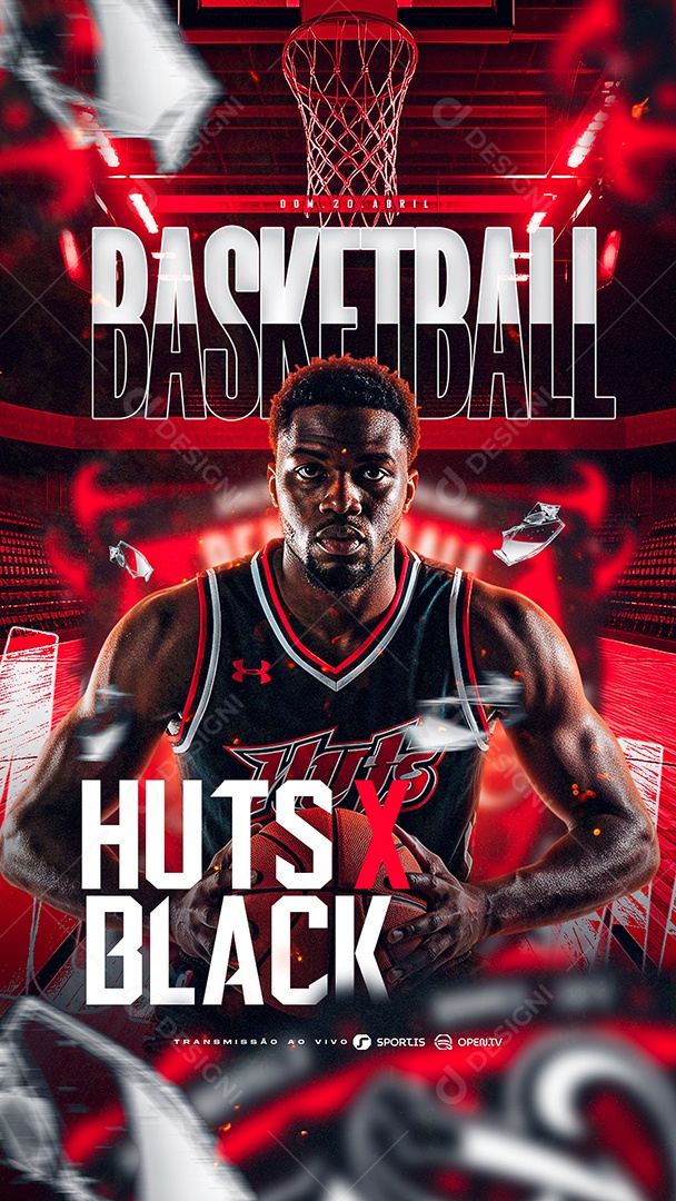 Story Basketball Huts x Black Social Media PSD Editável