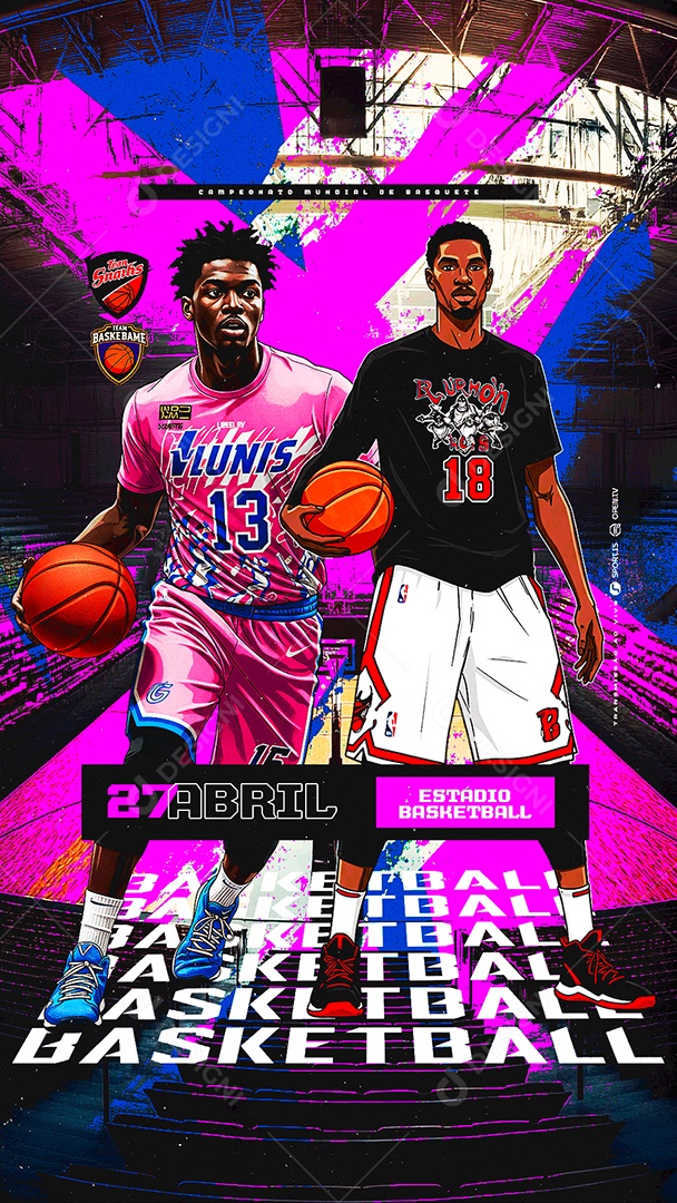 Story Estádio Basketball Social Media PSD Editável