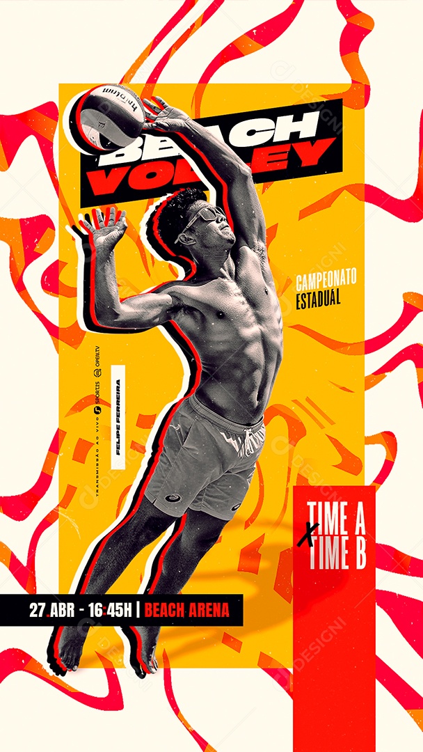 Story Beach Volley Campeonato Estadual Time A x Time B Social Media PSD Editável