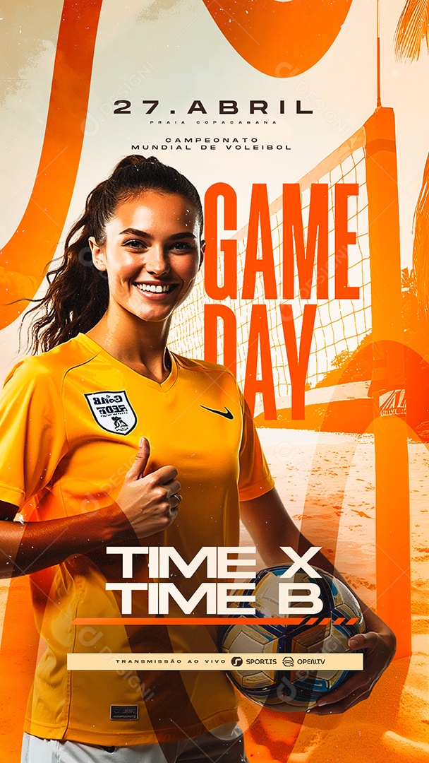 Story Volley Campeonato Mundial De Voleibol Game Day Social Media PSD Editável