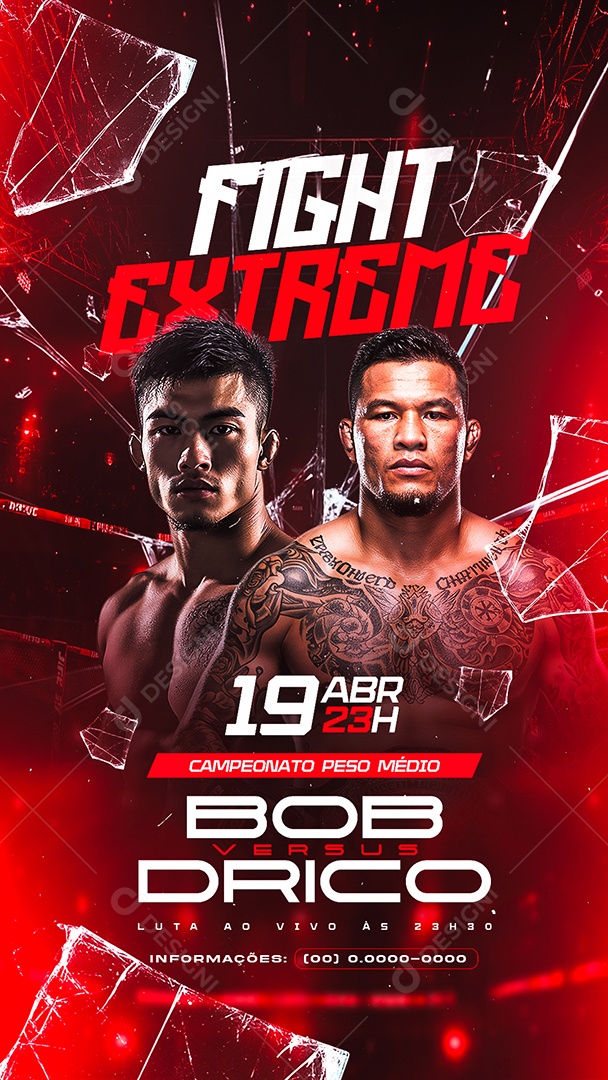 Story Fight Extremo Bob Versus Drico Social Media PSD Editável