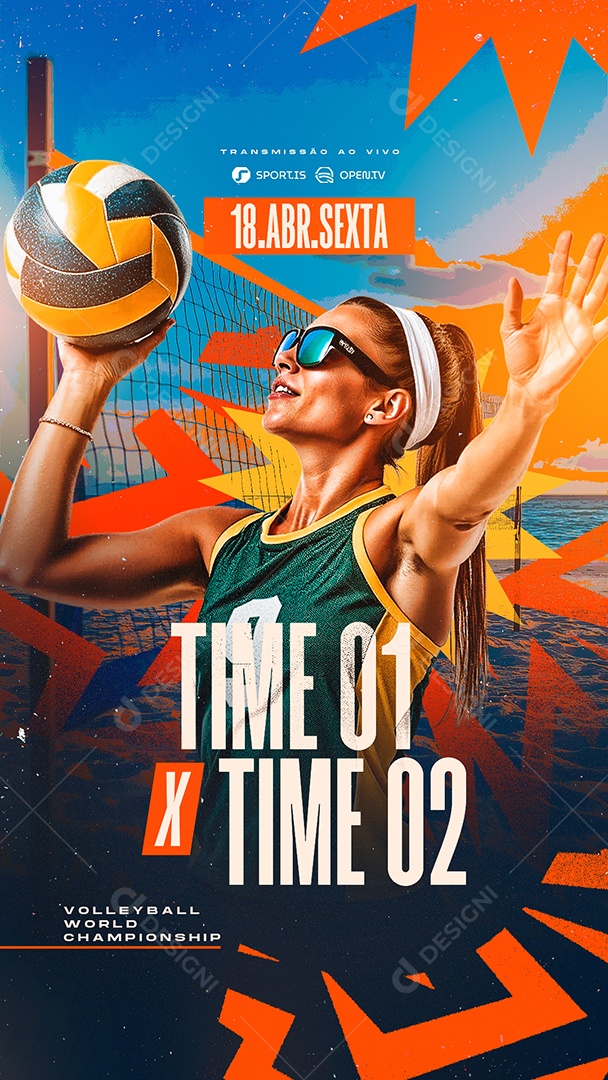 Story Volleyball World Champions Transmissão Ao Vivo Social Media PSD Editável