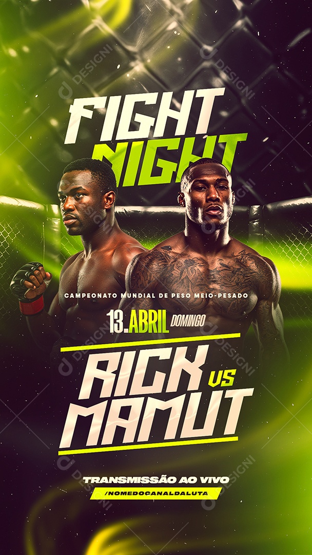 Story Fight Night Rick VS Mamut Social Media PSD Editável