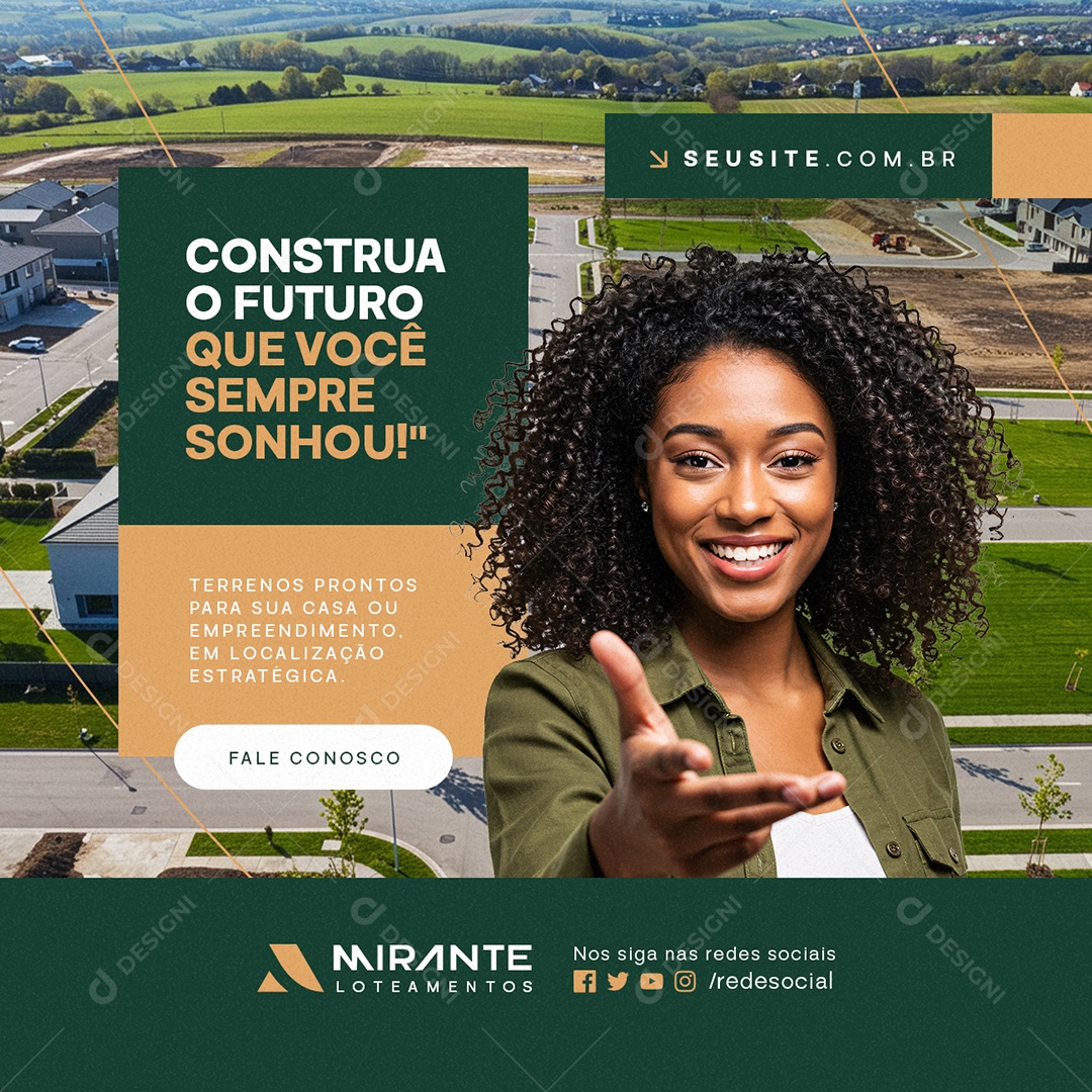Terreno Construa o Futuro Que Você Sempre Sonhou Social Media PSD Editável