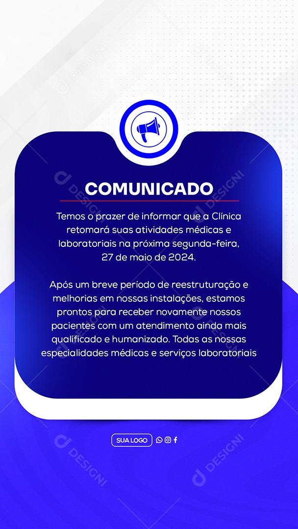 Story Comunicado Importante Clinica Social Media PSD Editável