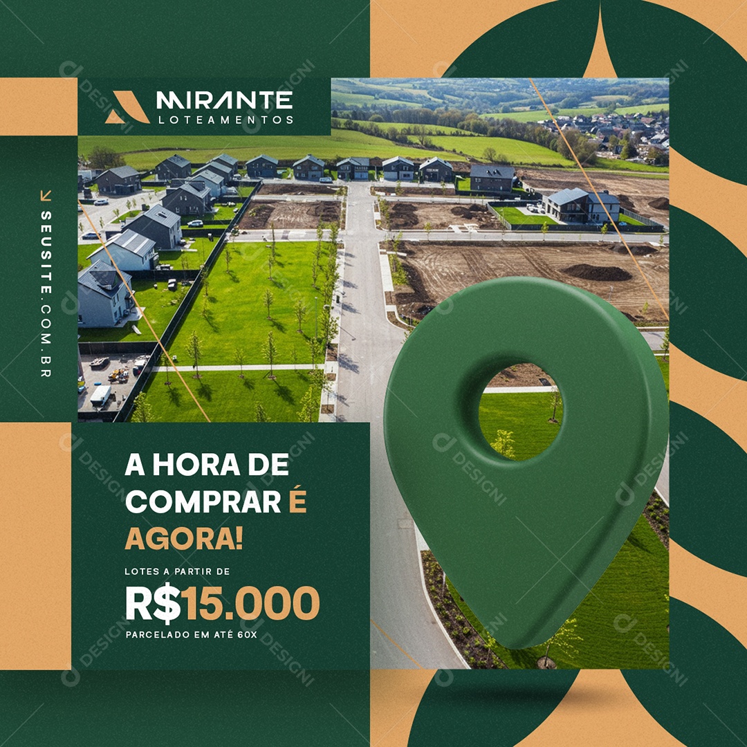 Terreno A Hora de Comprar é Agora Social Media PSD Editável