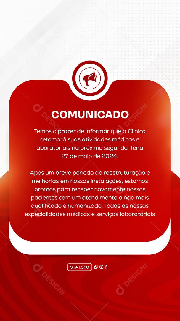 Story Comunicado Importante Clinica Social Media PSD Editável
