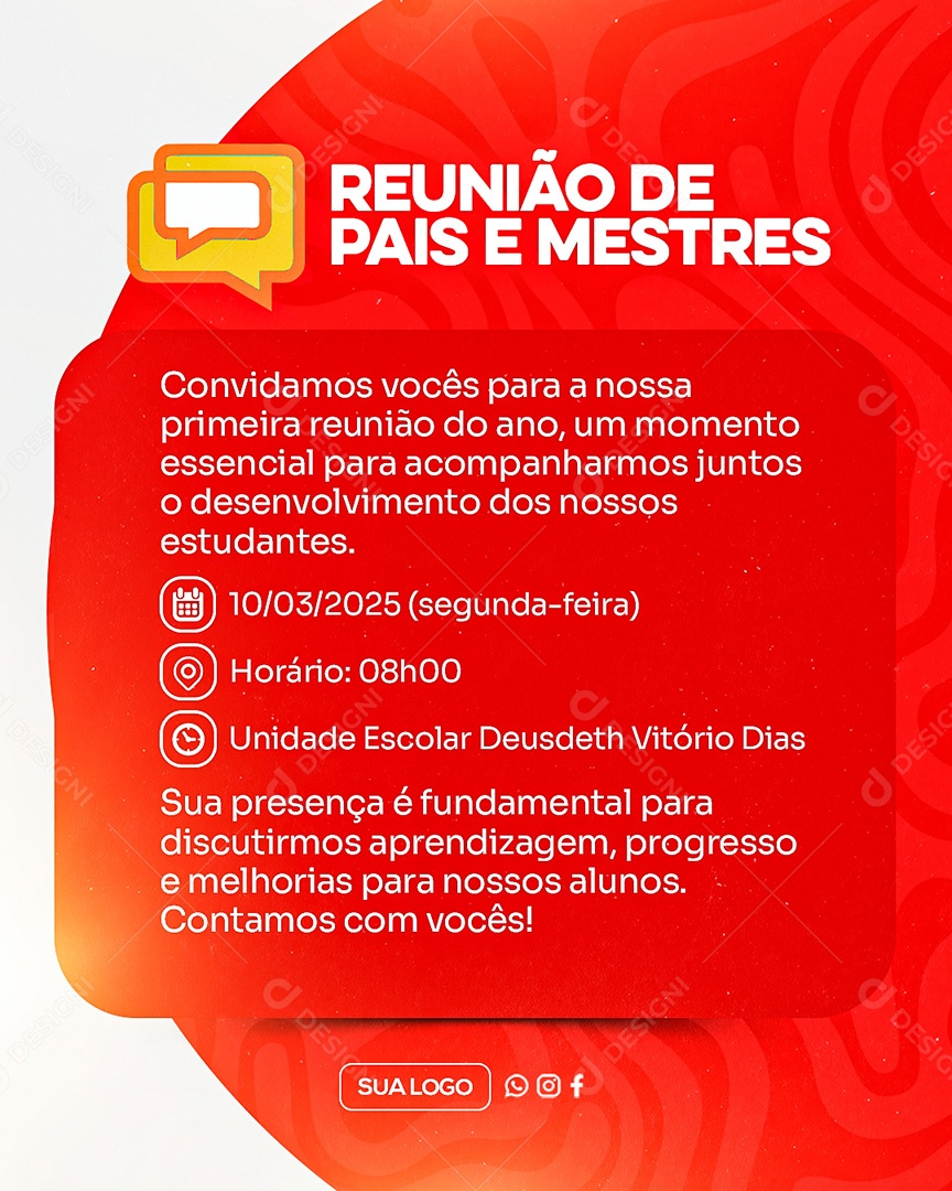 Reunião de Pais e Mestres Social Media PSD Editável