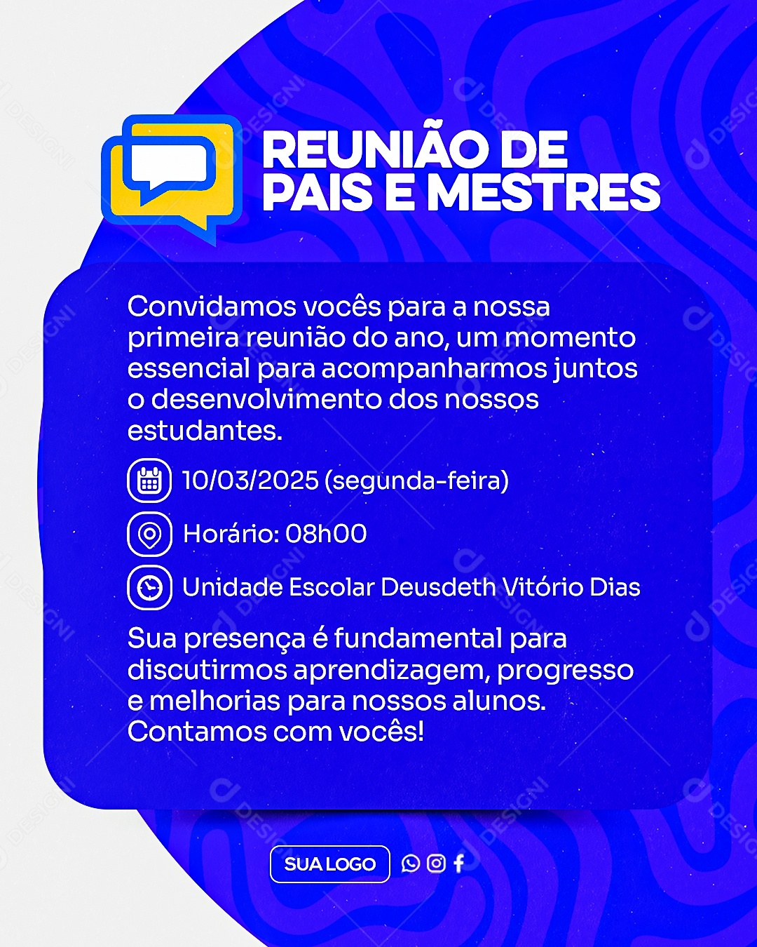 Reunião de Pais e Mestres Social Media PSD Editável