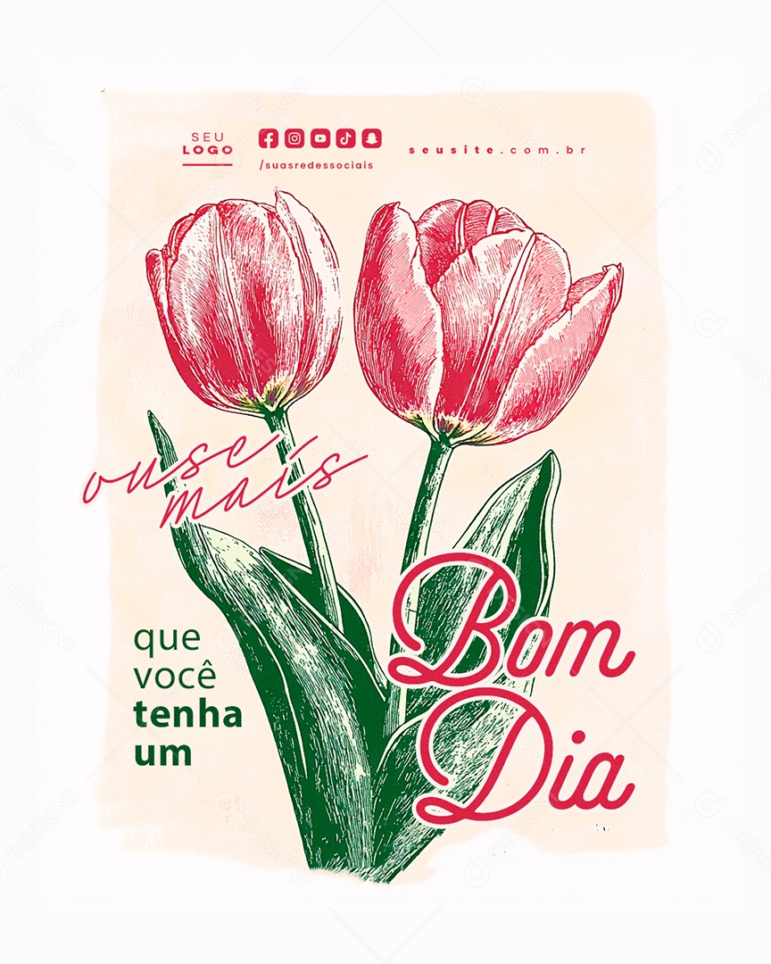 Frase Motivacional Ouse Mais Bom Dia Social Media PSD Editável