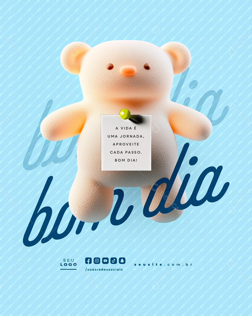 Frase Motivacional Bom Dia A Vida é Uma Jornada Social Media PSD Editável