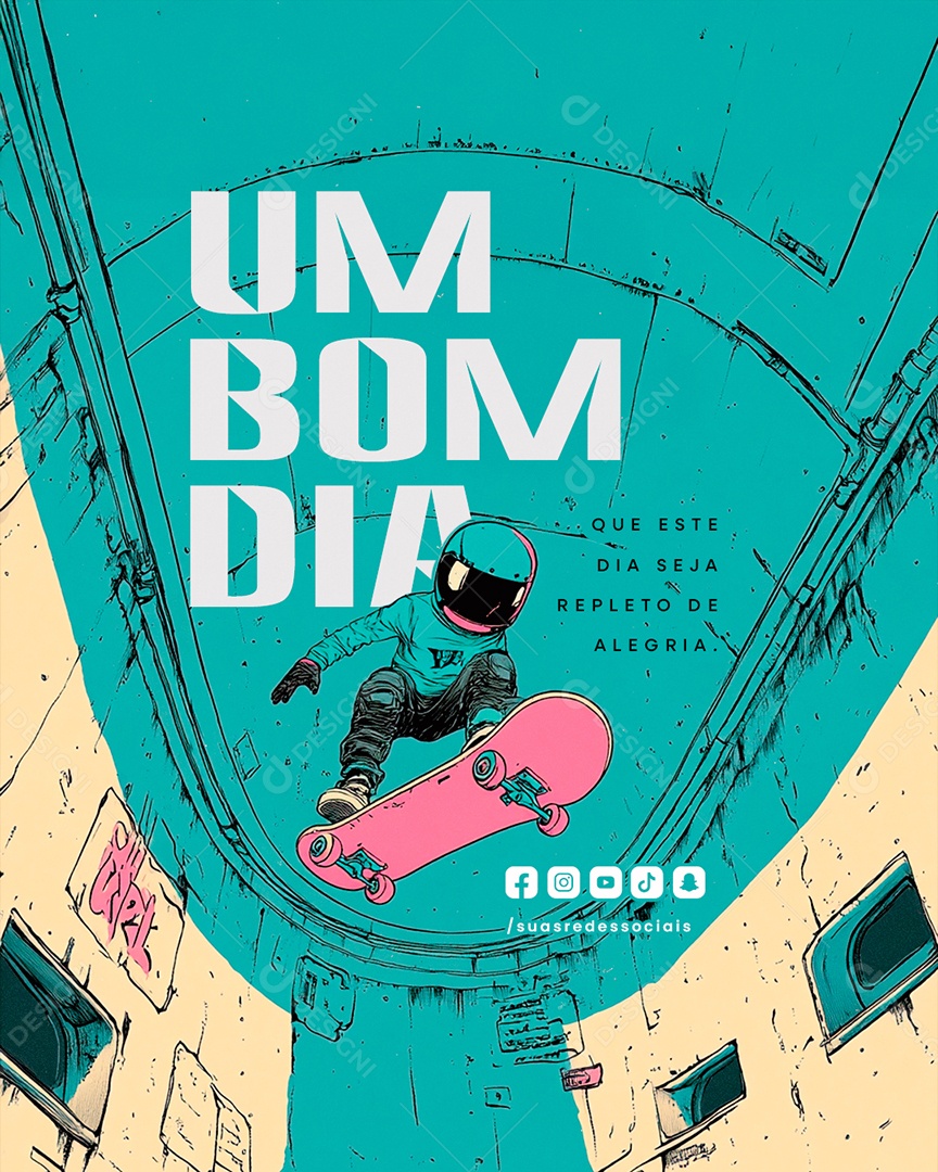 Frase Motivacional Um Bom Dia Social Media PSD Editável