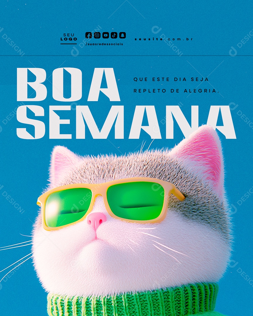 Frase Motivacional Boa Semana Social Media PSD Editável