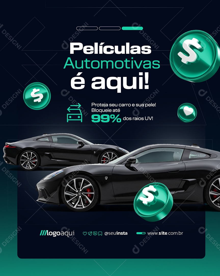Películas Automotivas é Aqui Social Media PSD Editável