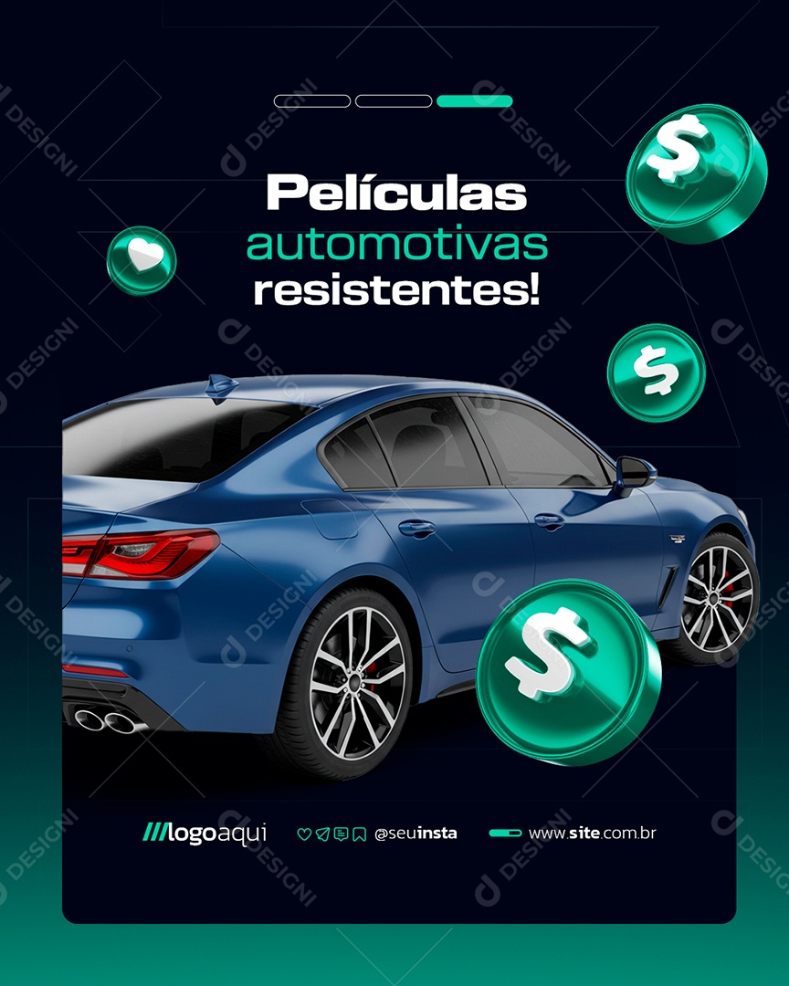 Películas Automotivas Resistentes Social Media PSD Editável