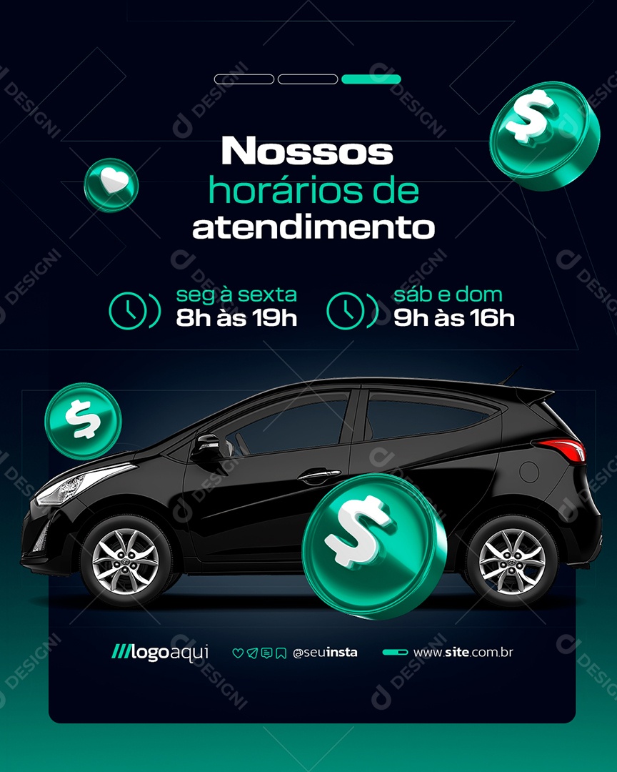 Película Nossos Horários de Atendimento Social Media PSD Editável